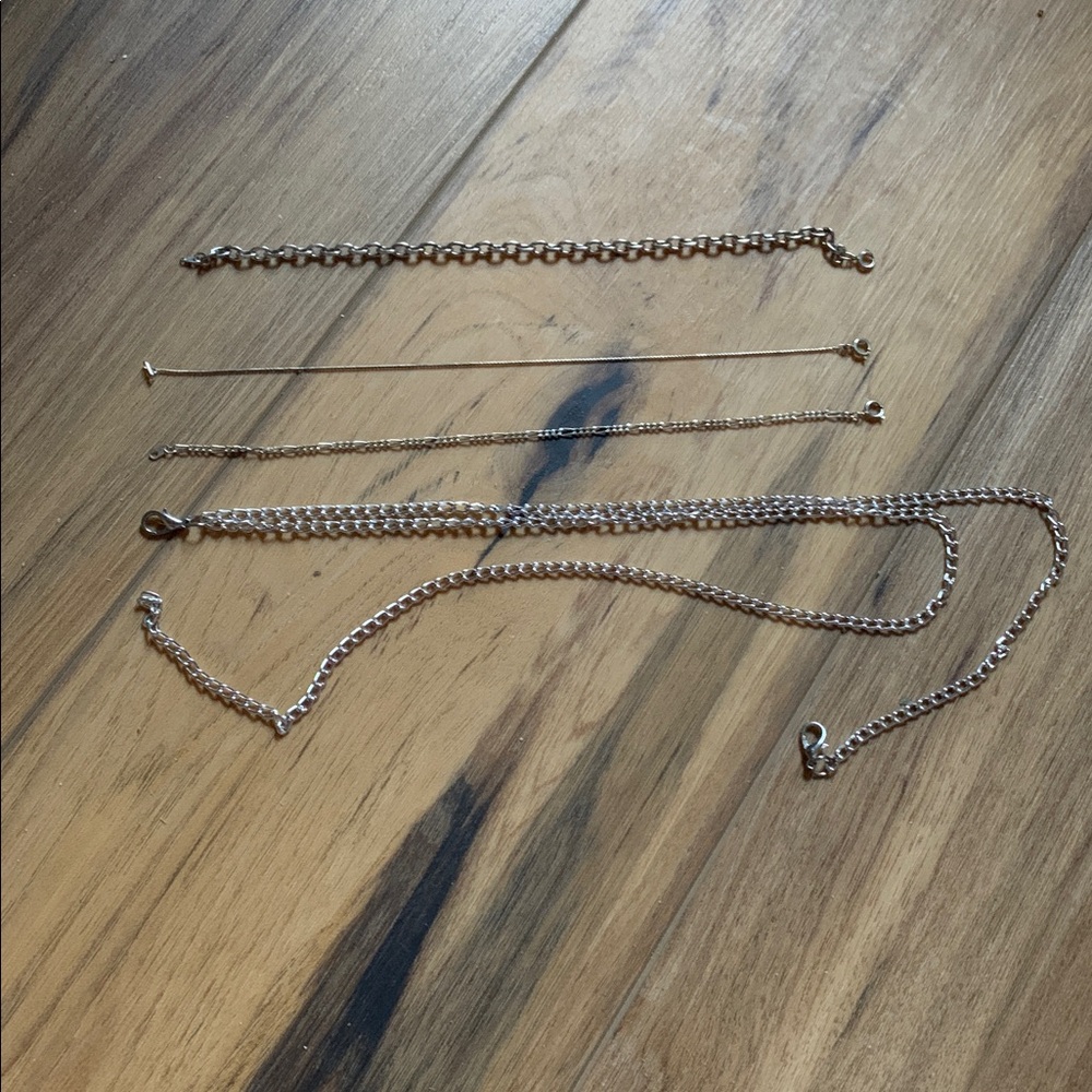 Set of 3 - 9” necklace silver tone extenders and one extra multi chain